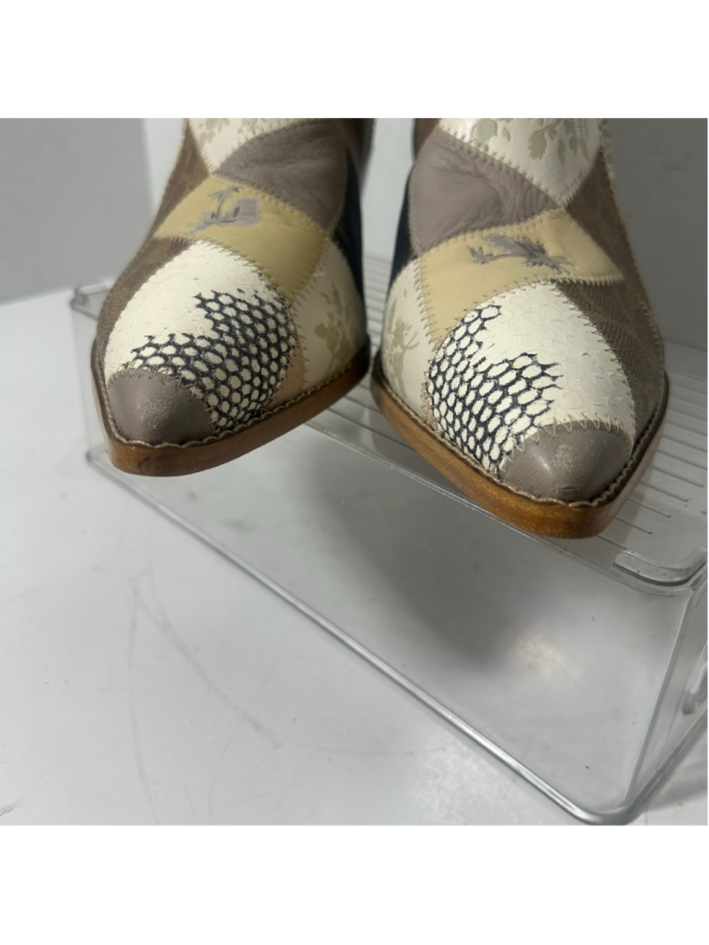 COACH Patchwork Western Ankle Boots Rodeo Leather Suede - Picture 3 of 7